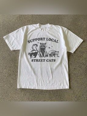 Support Local Street Cats Raccoon Opossum Skunk White Funny Graphic T-Shirt